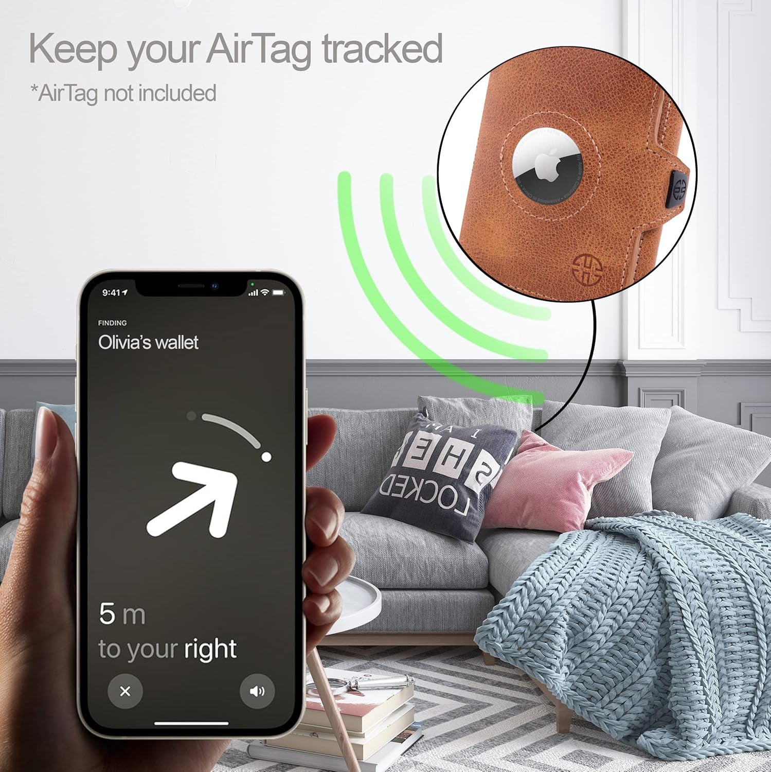 Geldbörse AirTag 'Verona' - Leder-Wallet mit AirTag- & Münzfach