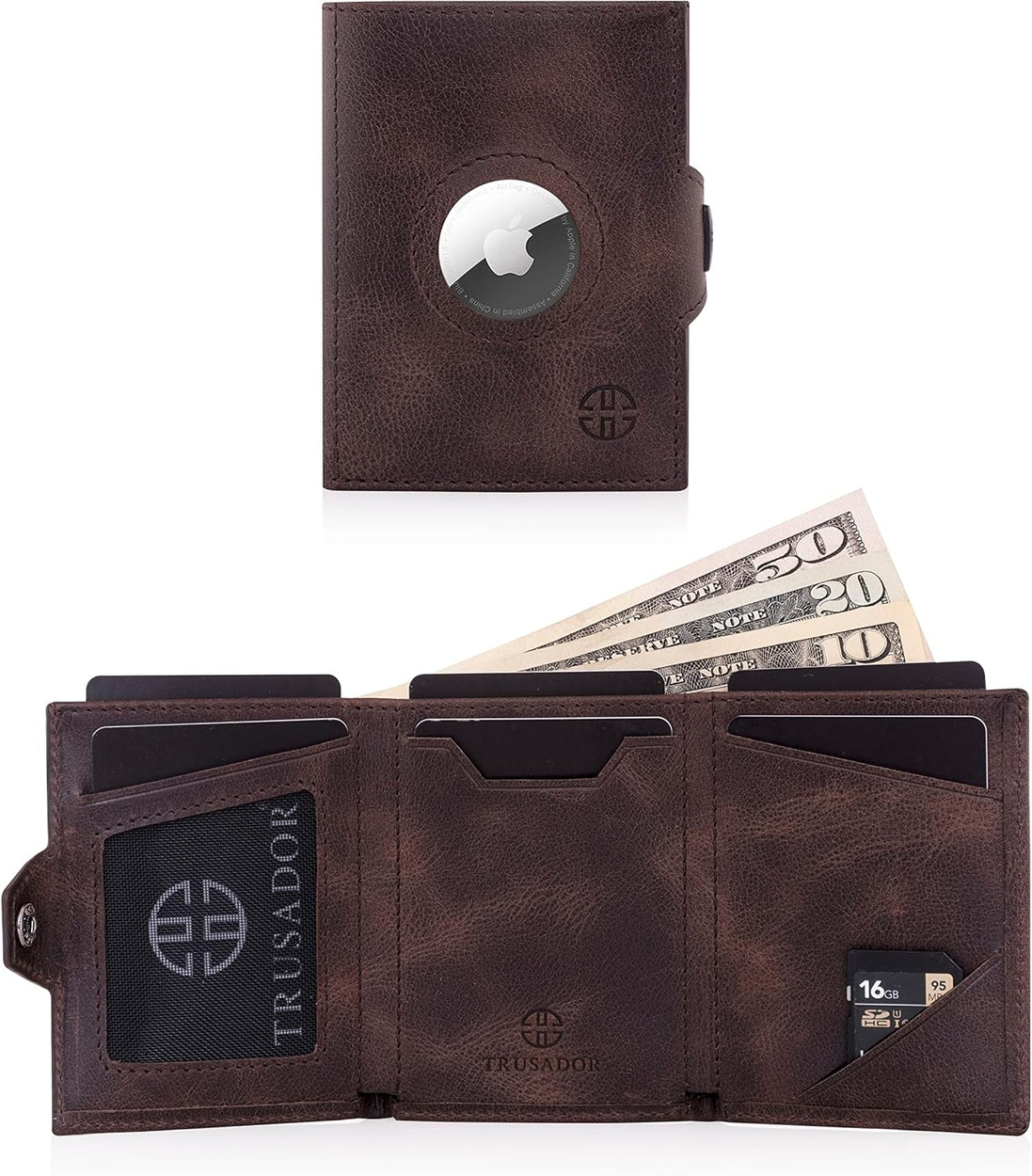 Geldbörse AirTag 'Verona' - Leder-Wallet mit AirTag- & Münzfach