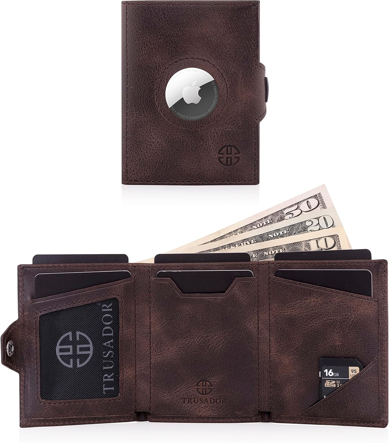 Geldbörse AirTag 'Verona' - Leder-Wallet mit AirTag- & Münzfach