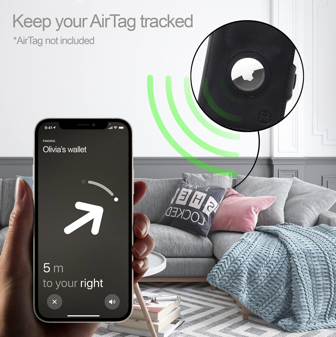 Geldbörse AirTag 'Verona' - Leder-Wallet mit AirTag- & Münzfach