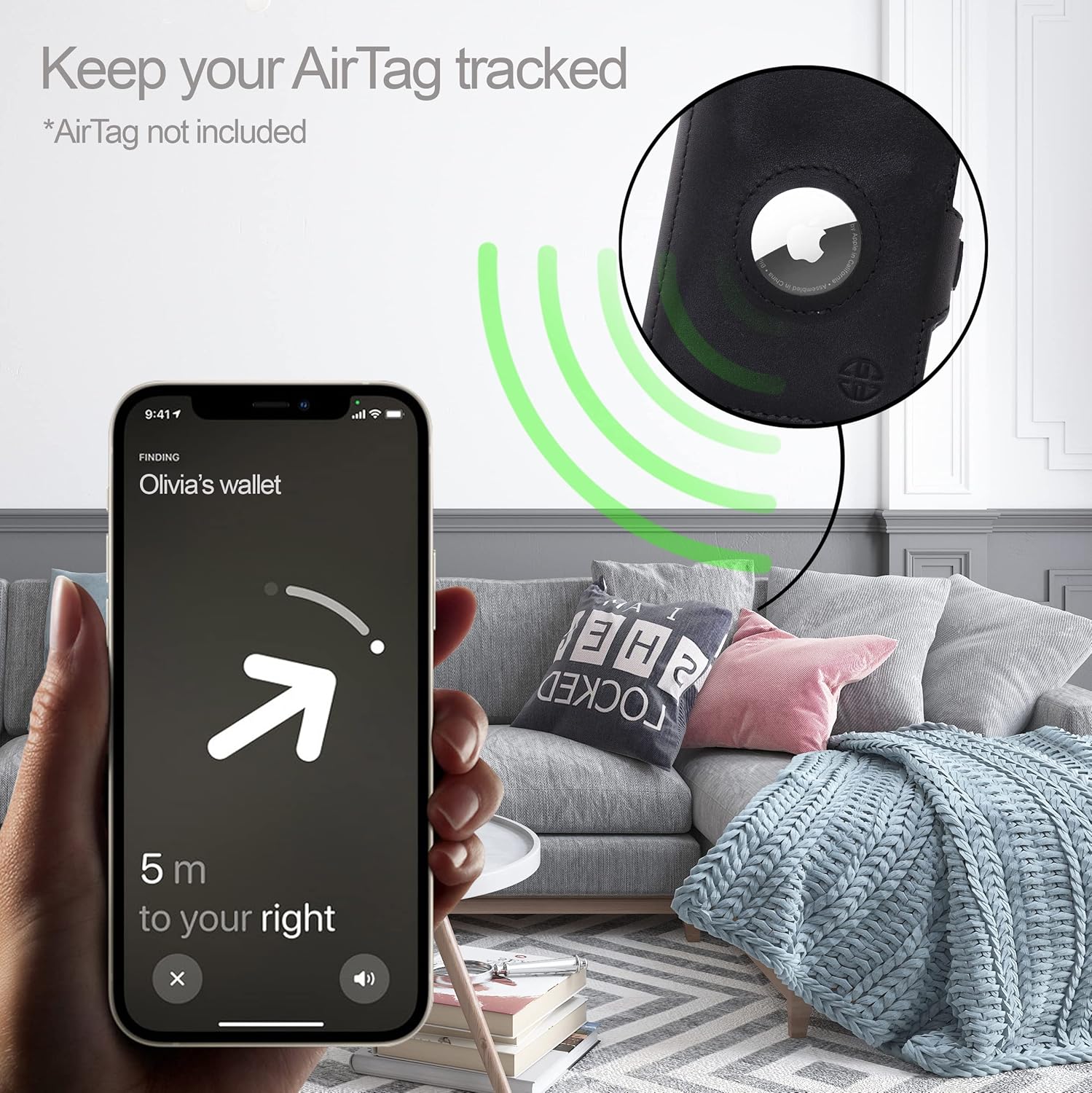 Geldbörse AirTag 'Verona' - Leder-Wallet mit AirTag- & Münzfach