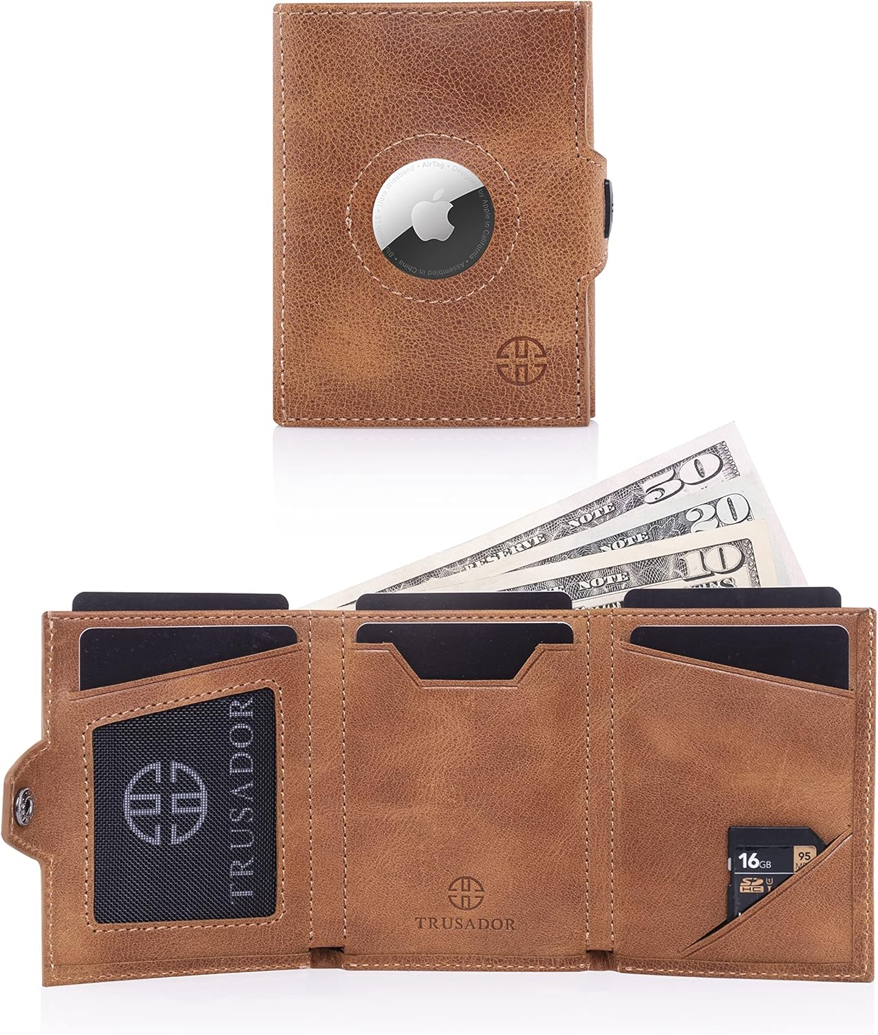 Geldbörse AirTag 'Verona' - Leder-Wallet mit AirTag- & Münzfach