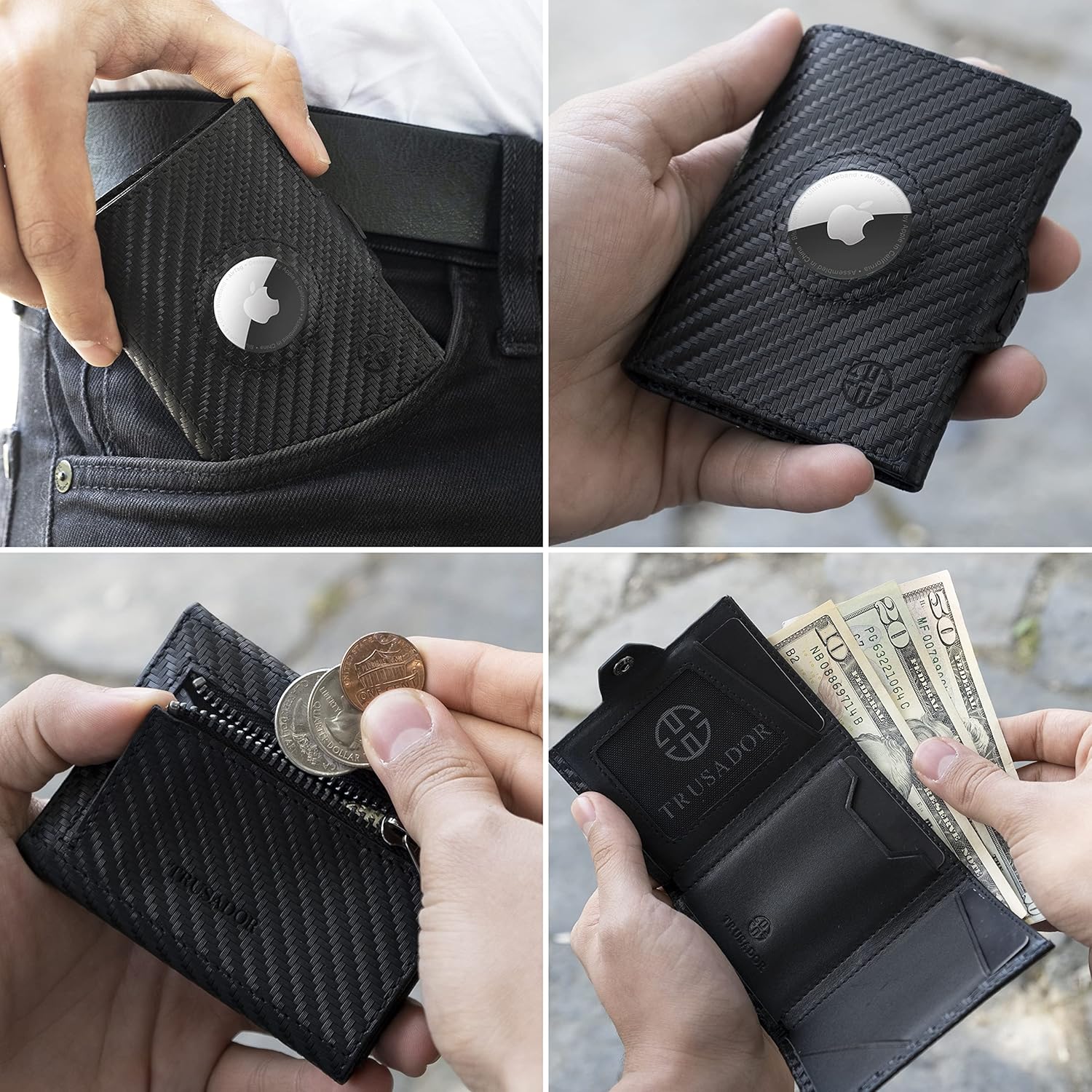 Geldbörse AirTag 'Verona' - Leder-Wallet mit AirTag- & Münzfach