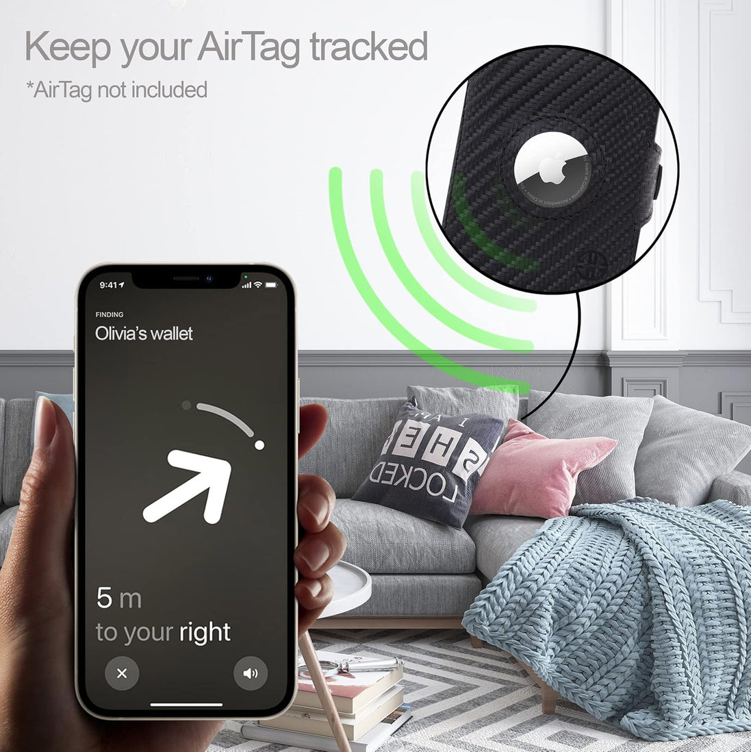 Geldbörse AirTag 'Verona' - Leder-Wallet mit AirTag- & Münzfach