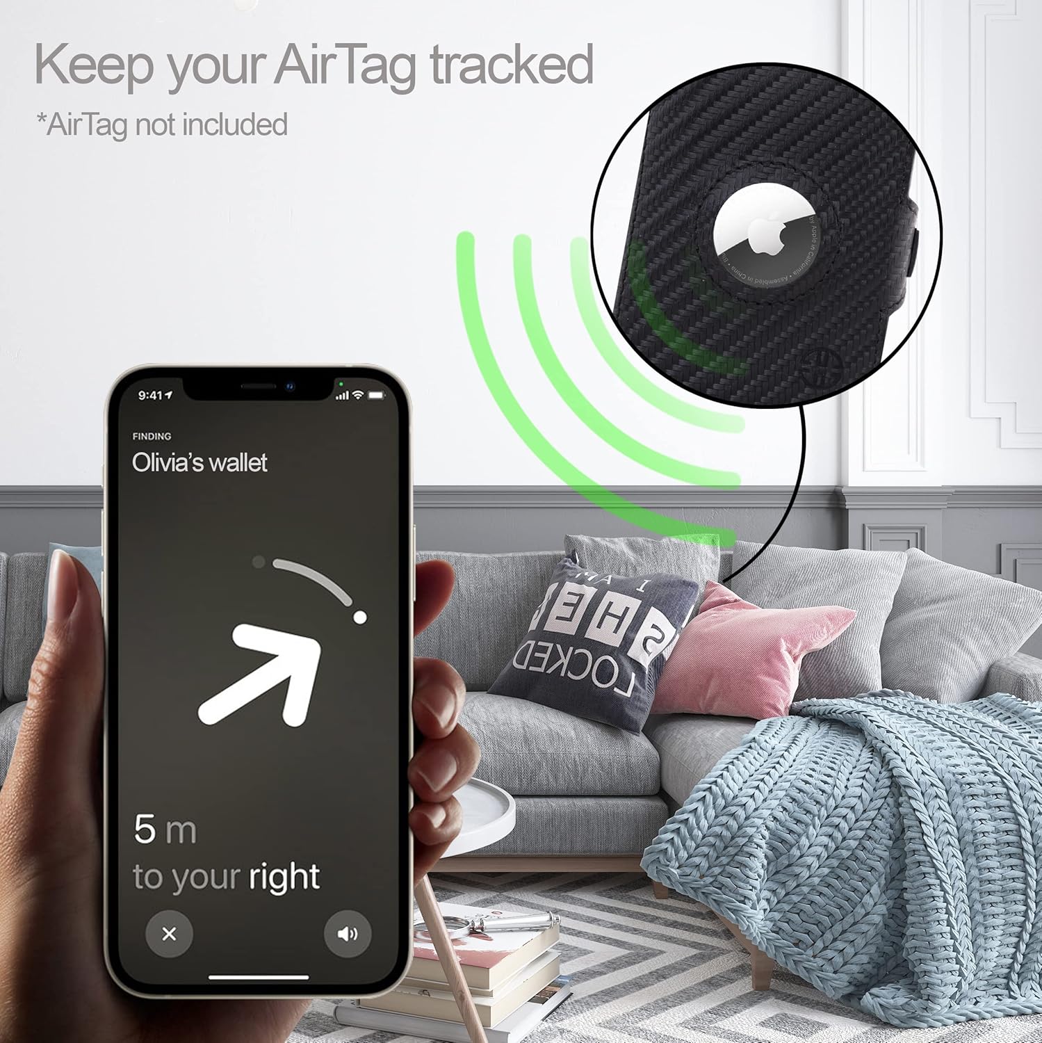Geldbörse AirTag 'Verona' - Leder-Wallet mit AirTag- & Münzfach
