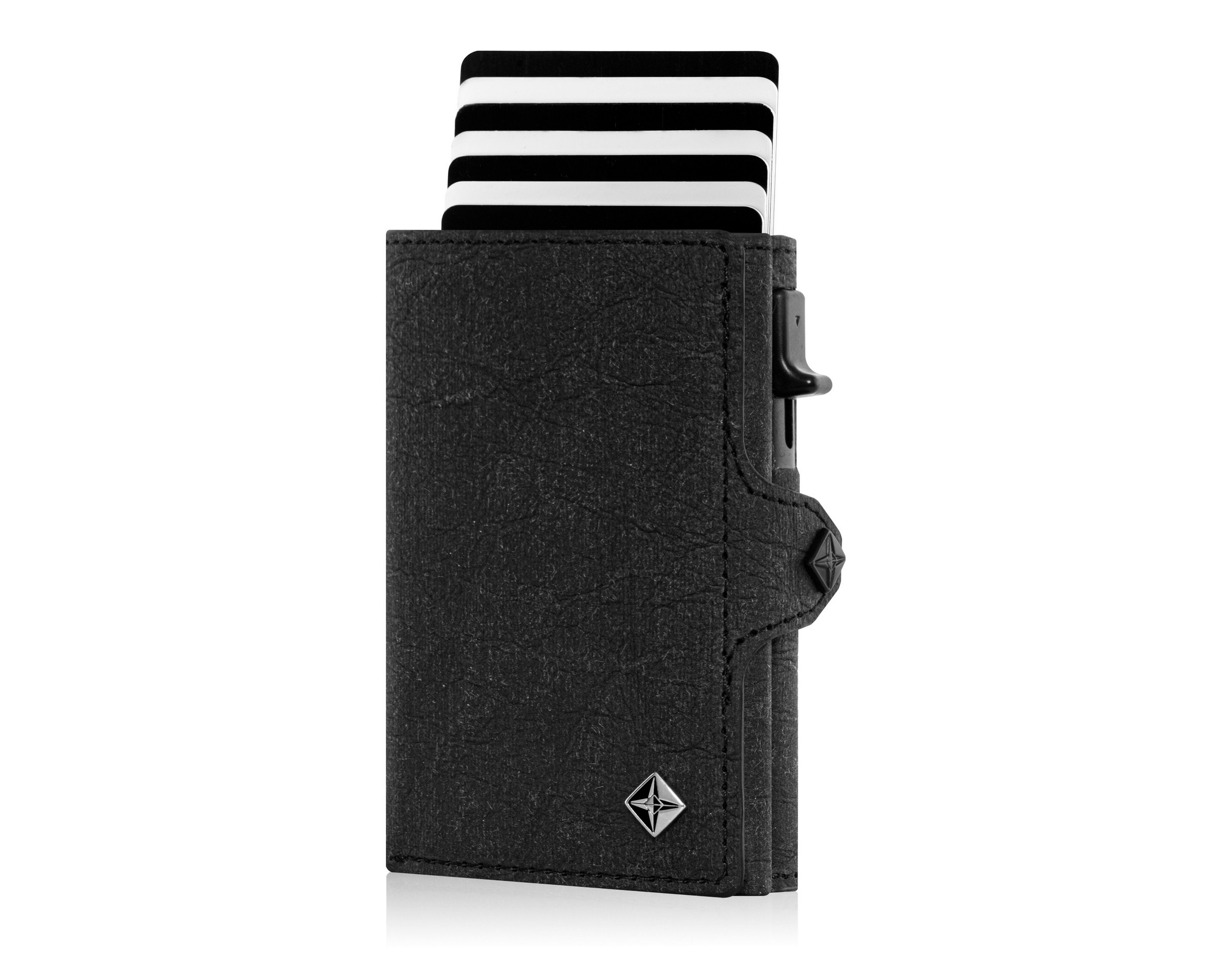 Geldbörse 'Lasse' - Minimalistisches Card Holder Wallet Schwarz – Zertifiziert Vegan aus Premium-Papierleder