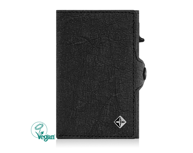Geldbörse 'Lasse' - Minimalistisches Card Holder Wallet Schwarz – Zertifiziert Vegan aus Premium-Papierleder