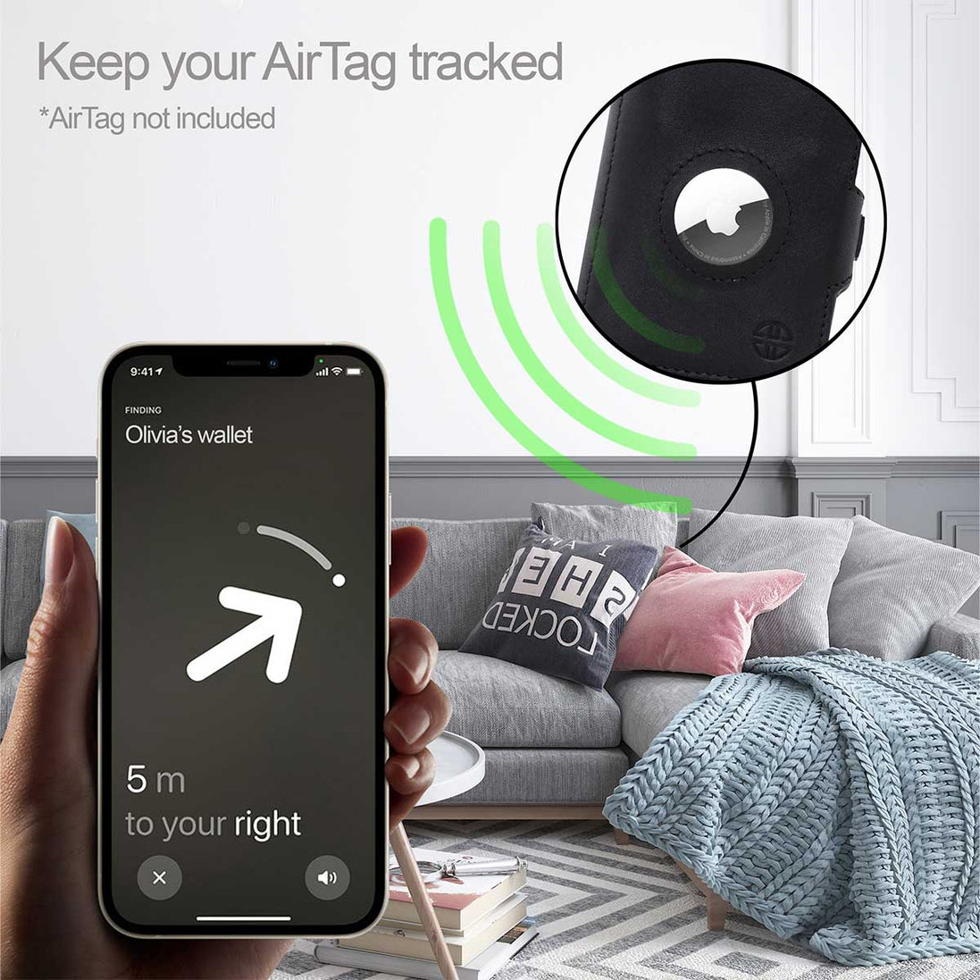 Geldbörse AirTag 'Verona' - Leder-Wallet mit AirTag- & Münzfach