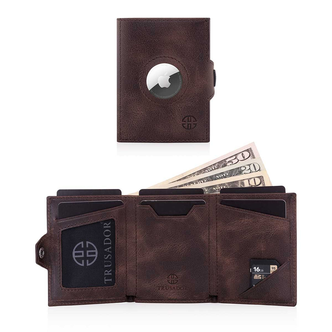 Geldbörse AirTag 'Verona' - Leder-Wallet mit AirTag- & Münzfach