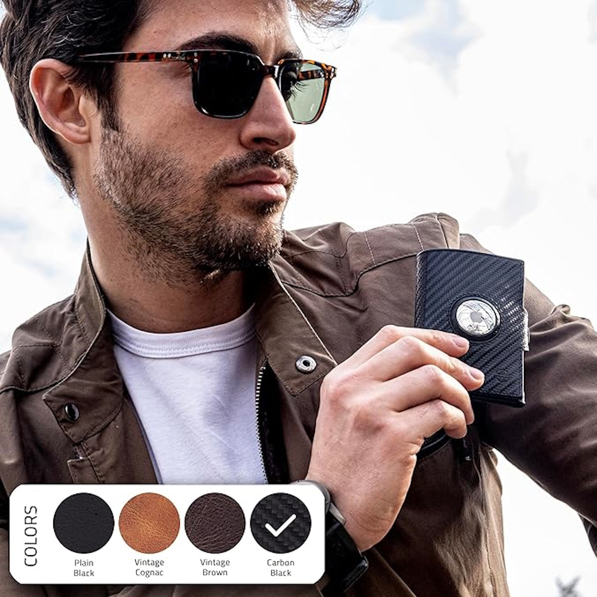 Geldbörse AirTag 'Verona' - Leder-Wallet mit AirTag- & Münzfach