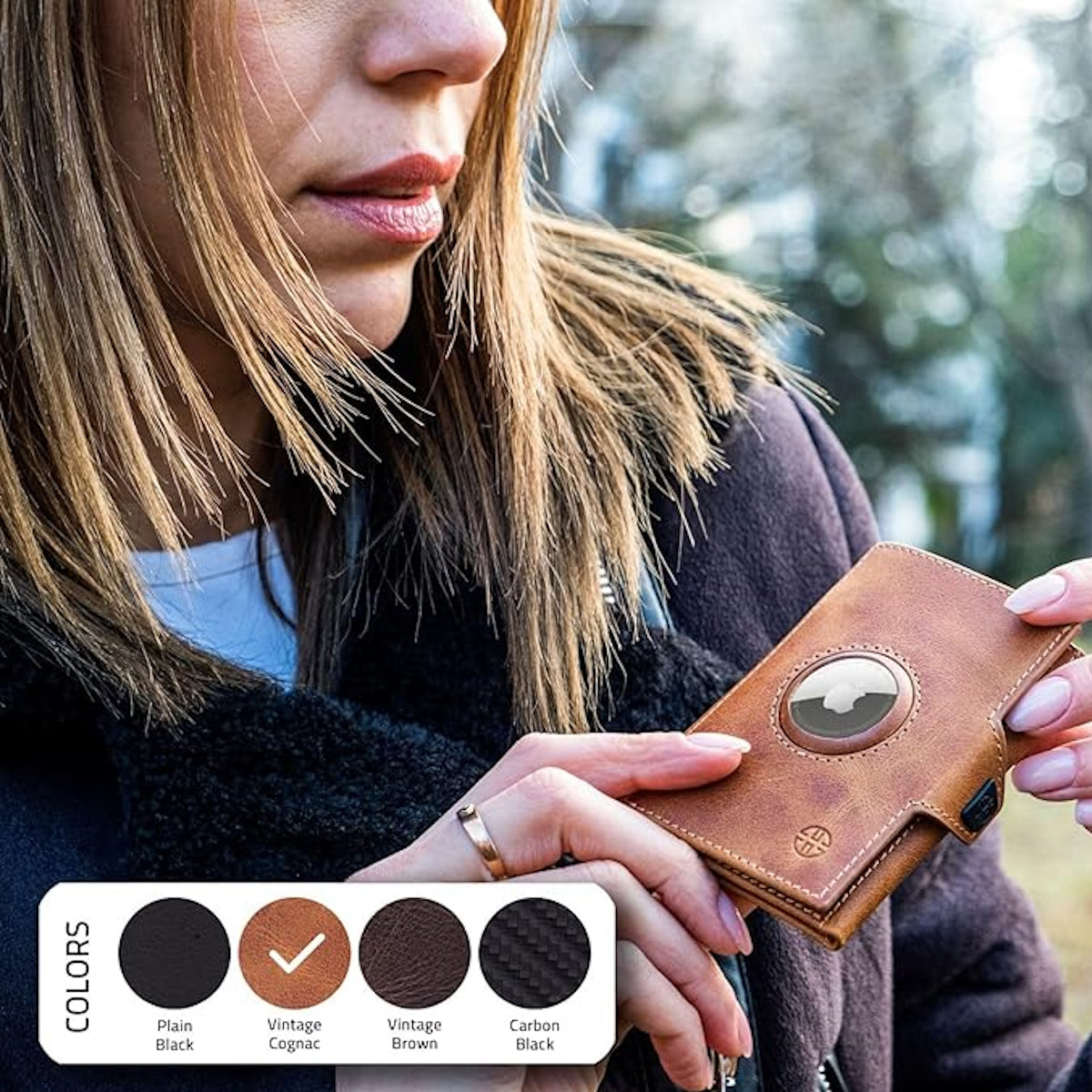 Geldbörse AirTag 'Verona' - Leder-Wallet mit AirTag- & Münzfach
